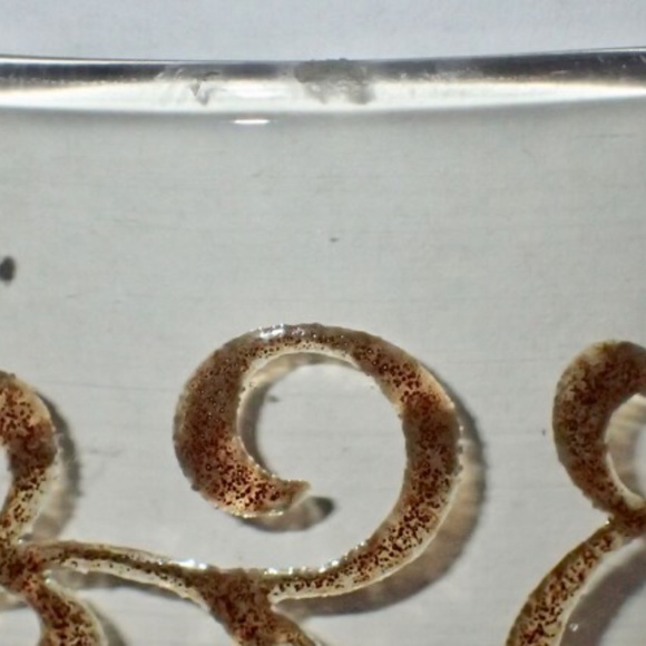 Vintage Hot Toddy/Punch Glasses Set of 4 Brass Handle Painted Scroll Design MCM - Picture 7 of 7